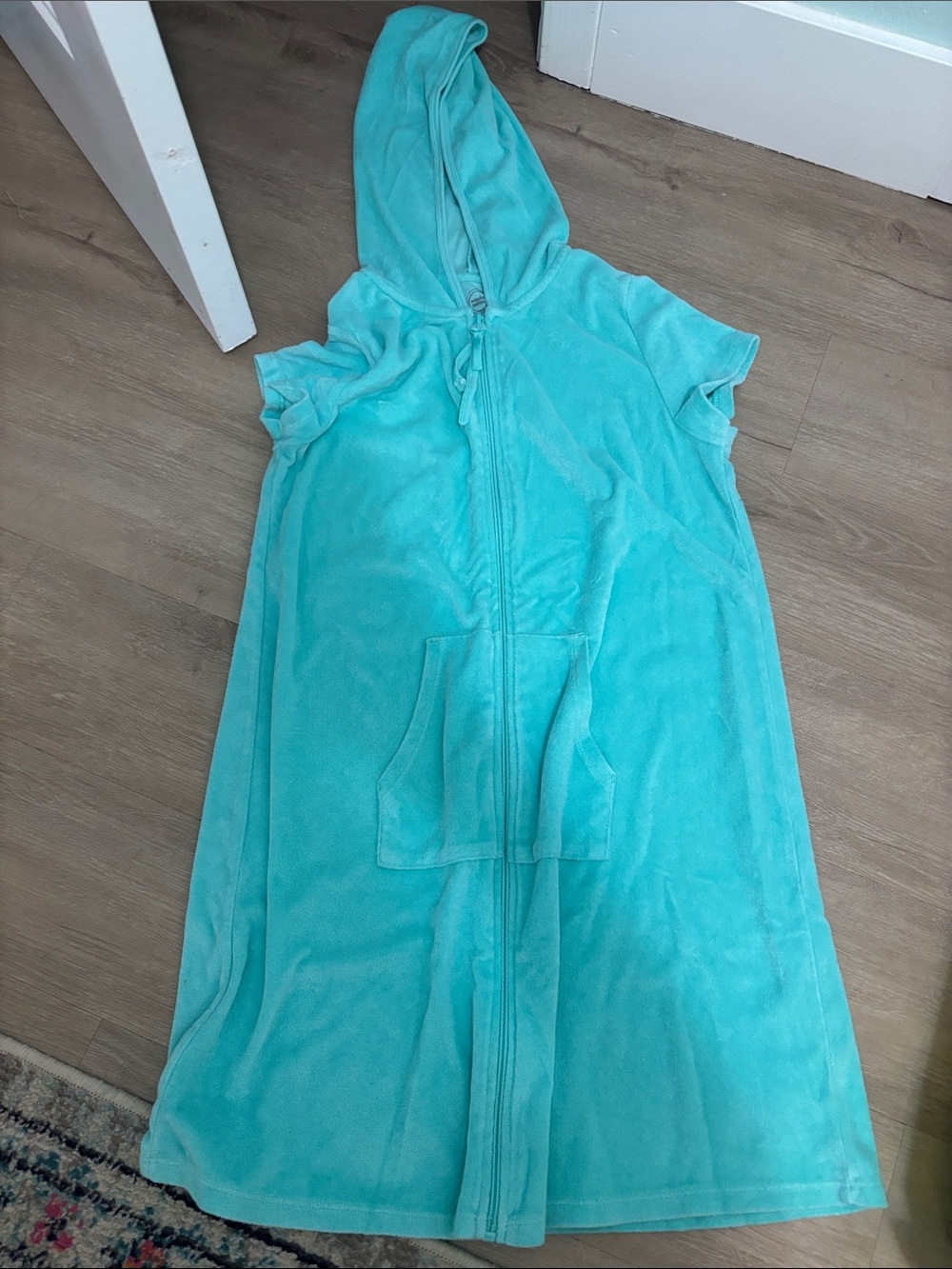 wonder nation Turquoise Hooded Kids Swim Coverup with Front Zip